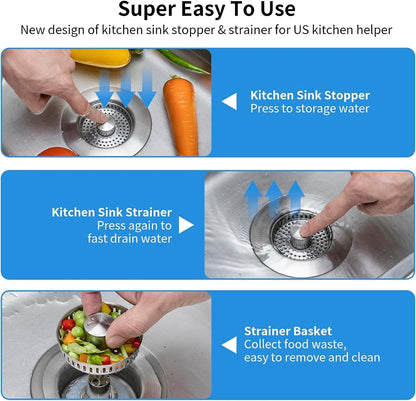 Belro kitchen sink drain strainer with stainless steel mesh for preventing debris from clogging the drain.