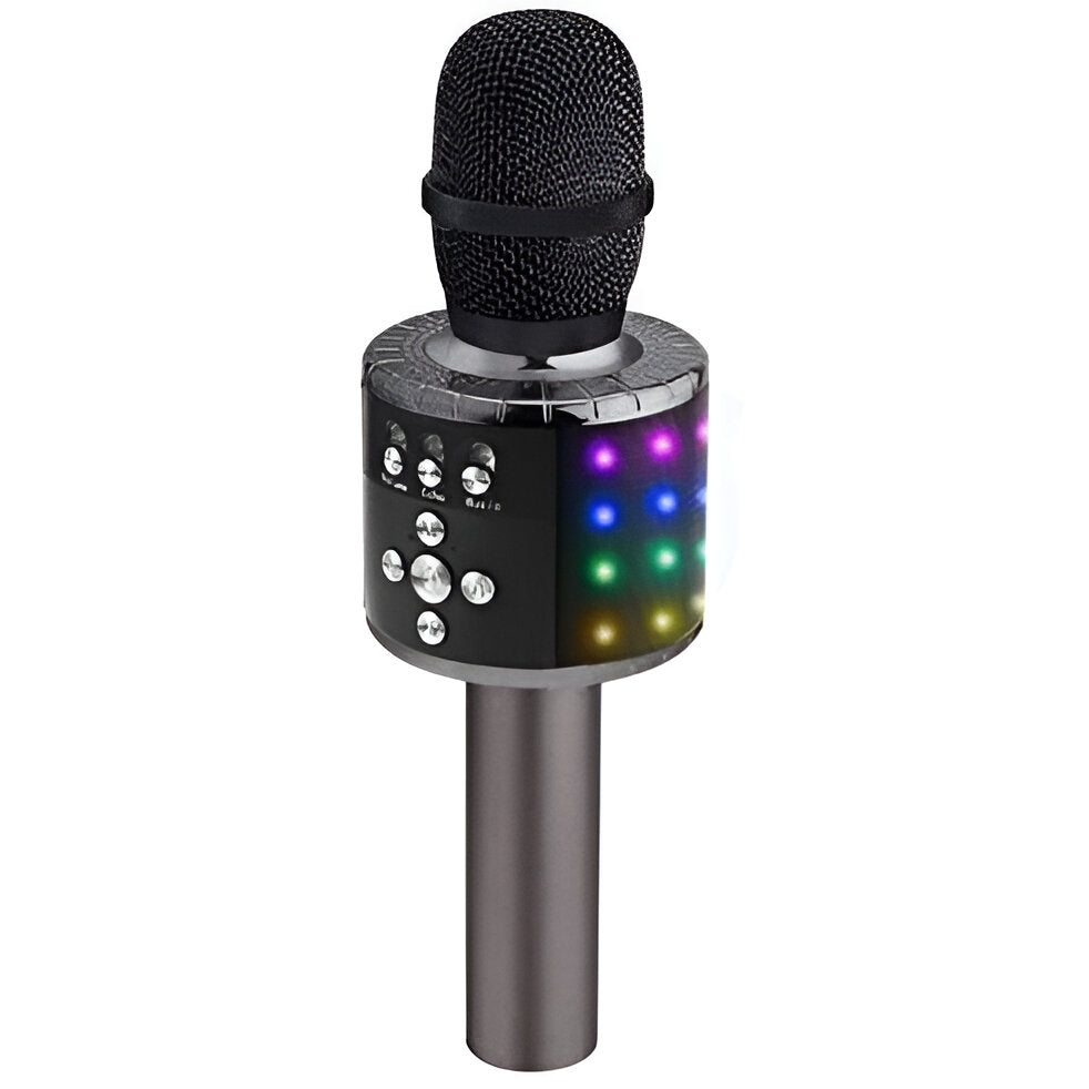 Belro Bluetooth karaoke microphone with wireless design, handheld audio device for singing and entertainment.