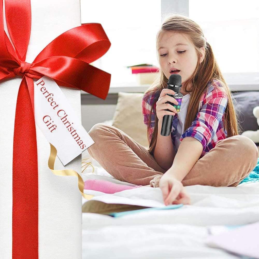 Belro Bluetooth karaoke microphone with built-in speaker, wireless audio device, ideal for singing and entertainment.