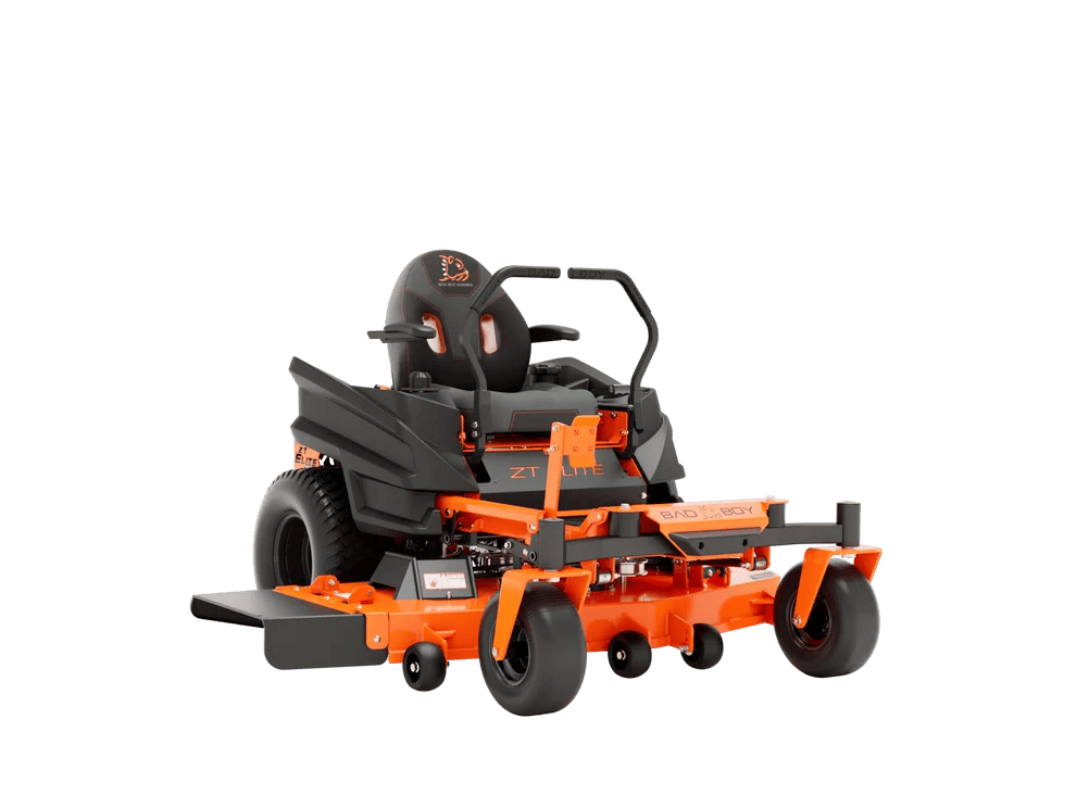 Casavibeo Bad Boy Mowers ZT ELITE riding lawn mower with large cutting deck and ergonomic design, shown in a side view.
