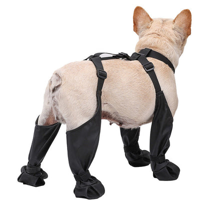 Adjustable Belro dog boots with sturdy footwear design, featuring straps for a secure fit on a dog's paws.