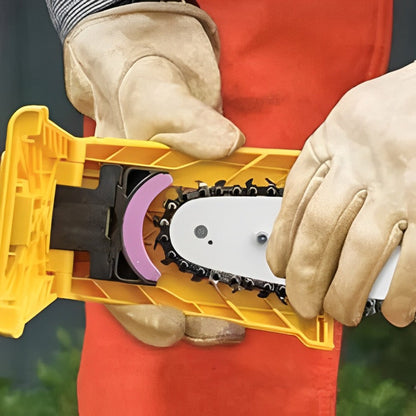 Belro chainsaw teeth sharpener, a compact tool designed to maintain the sharpness of chainsaw blades, ideal for outdoor use.