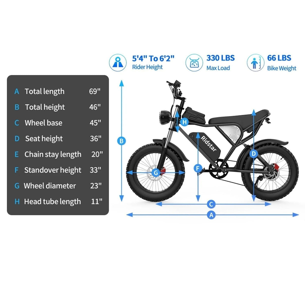 Casavibeo Ridstar Q20 48V fat tire electric bike with LCD display showing the bike frame, fat tires, and handlebar controls.