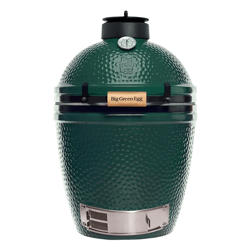 Casavibeo Big Green Egg Medium ceramic charcoal grill showing the round, green ceramic body and grilling surface.