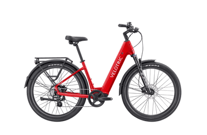 Casavibeo Velotric Discover 2 electric bike showing the sleek frame, handlebars, and battery in a well-lit setting.