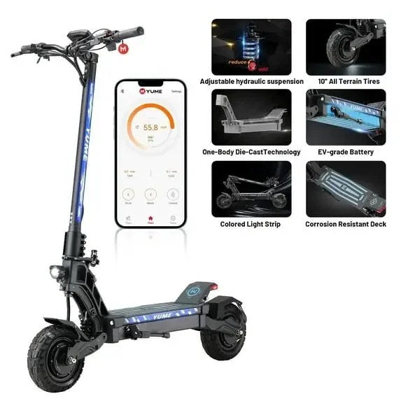 Casavibeo M YUME Scooter Hawk dual motor electric scooter with 2400W motor, showing the sleek design and large wheels.