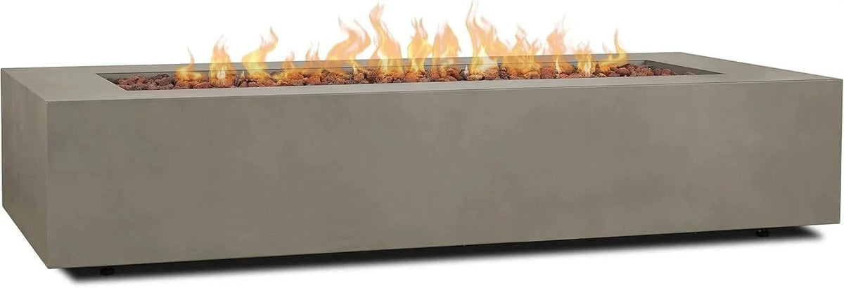 Casavibeo Real Flame Aegean 70-inch rectangular propane fire table with a modern design and built-in fire feature.