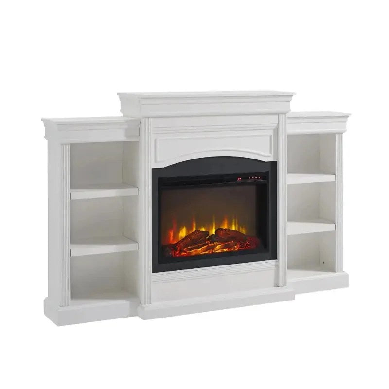 Casavibeo Ameriwood Home Lamont mantel fireplace with a classic wooden design and electric fire insert.