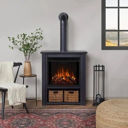 Casavibeo Real Flame Hollis 32-inch electric fireplace with realistic flame effect and modern design.