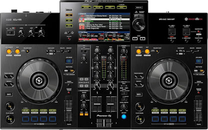 Casavibeo Pioneer DJ XDJ-RR all-in-one DJ system with dual deck setup, mixer, and colorful control interface.