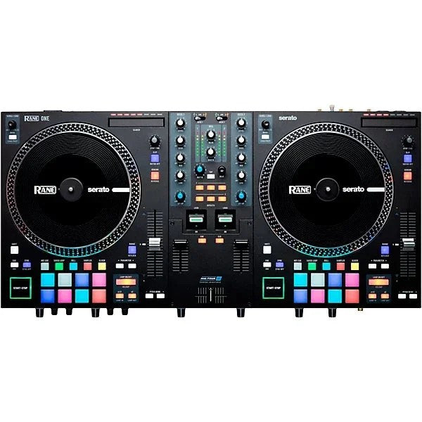 Casavibeo Rane ONE professional motorized DJ controller with dual jog wheels and control knobs for mixing and scratching.
