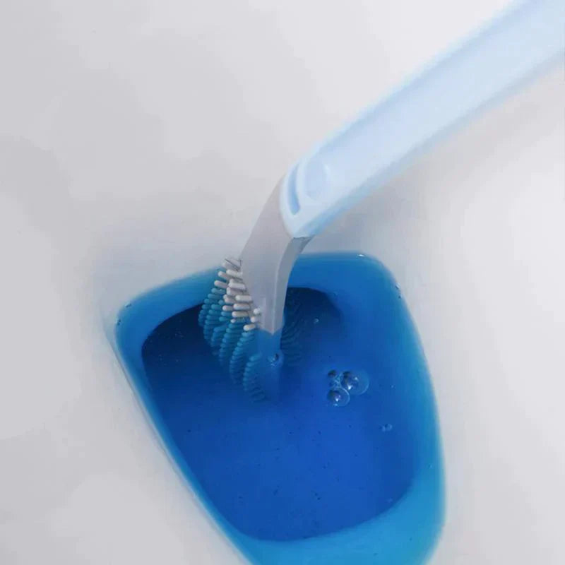 Belro hygienic silicone toilet brush with wall mount, showcasing the sleek design and wall-hanging feature for bathroom cleaning.