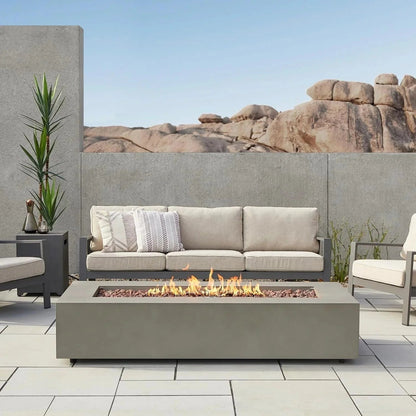 Casavibeo Real Flame Aegean 70-inch rectangular propane fire table with a sleek design and modern fire feature.