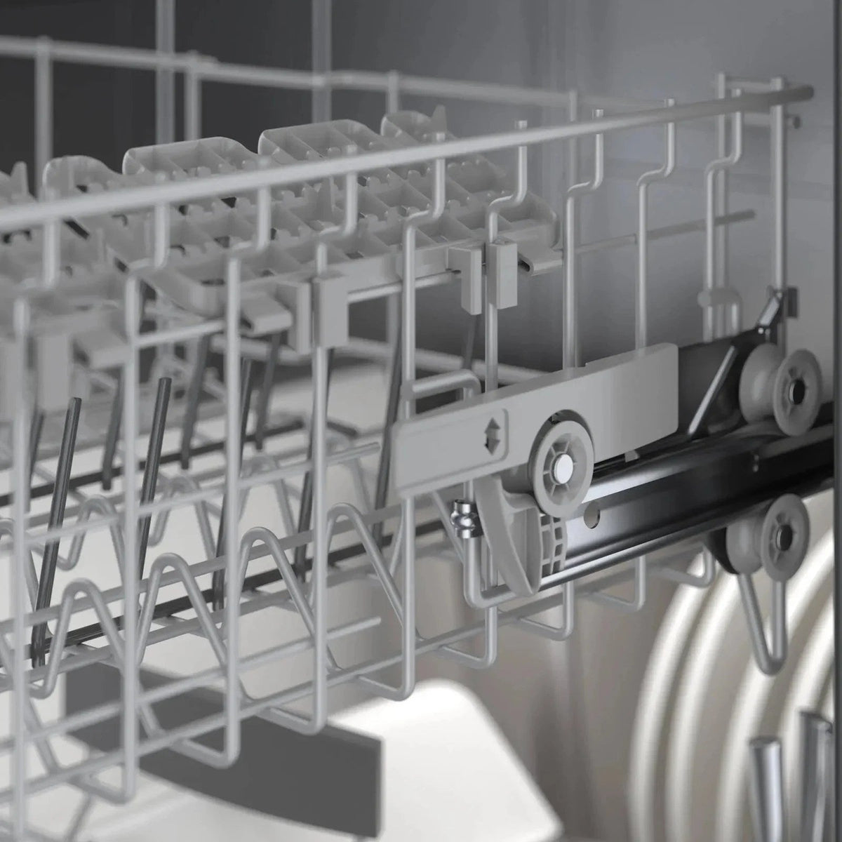 Bosch 800 Series stainless steel top control smart dishwasher with 3rd rack and CrystalDry technology, shown from the front.