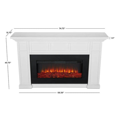 Casavibeo Real Flame Alcott 75-inch electric fireplace with realistic fire display and modern design in a living room setting.