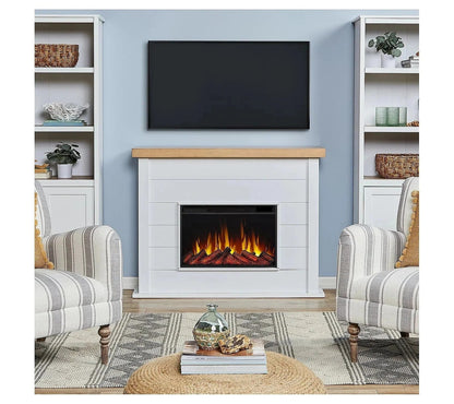 Casavibeo Real Flame Marshall 49-inch slim electric fireplace with realistic flame display and modern black finish.