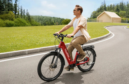 Casavibeo Velotric Discover 2 eBike with sleek frame and battery, ready for outdoor riding on a sunny day.