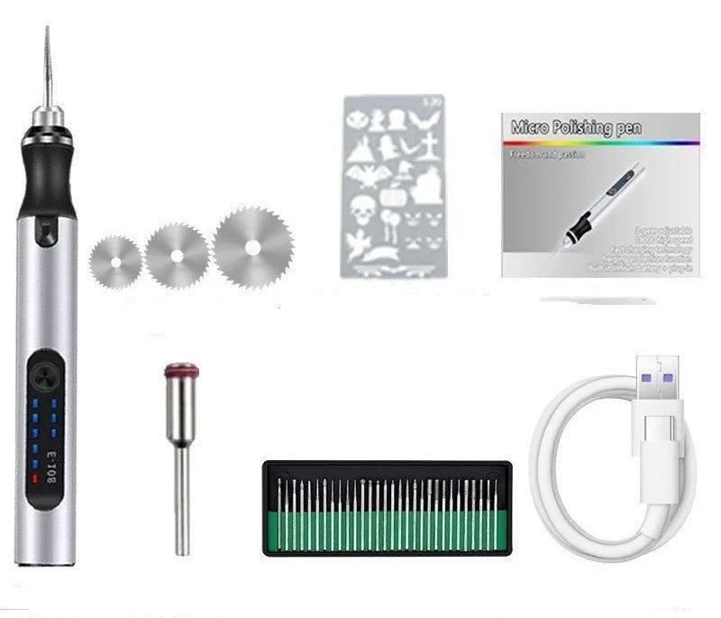 Casavibeo wireless jade carving machine with polishing and engraving tools, compact electric pen for detailed jewelry and stone work.