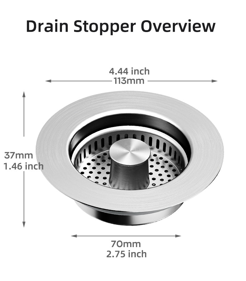 Belro kitchen sink drain strainer with mesh basket for preventing clogs and catching debris in the kitchen sink.