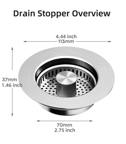 Belro kitchen sink drain strainer with mesh basket for preventing clogs and catching debris in the kitchen sink.
