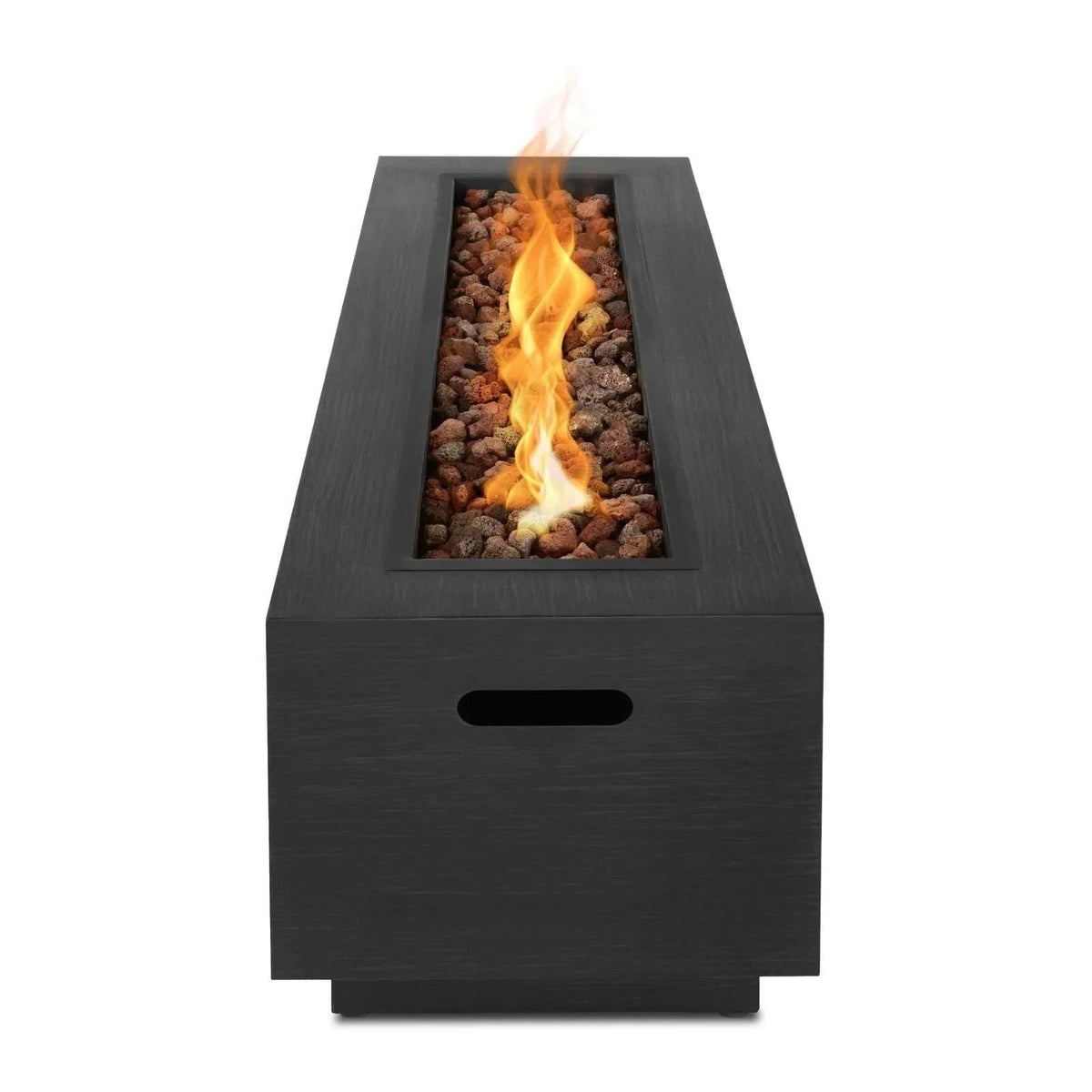 Casavibeo Real Flame Lanesboro fire pit table with propane or natural gas, featuring a modern design and a glowing flame setup.