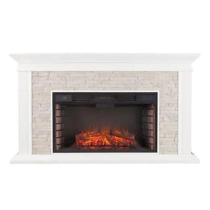 Casavibeo Ithaca 60.25-inch electric fireplace with modern design, showcasing a sleek black finish and realistic flame effect.