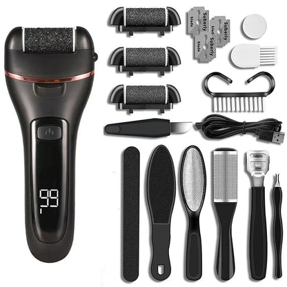 Belro electric callus remover for smooth, healthy feet, featuring a portable design and textured roller for effective exfoliation.