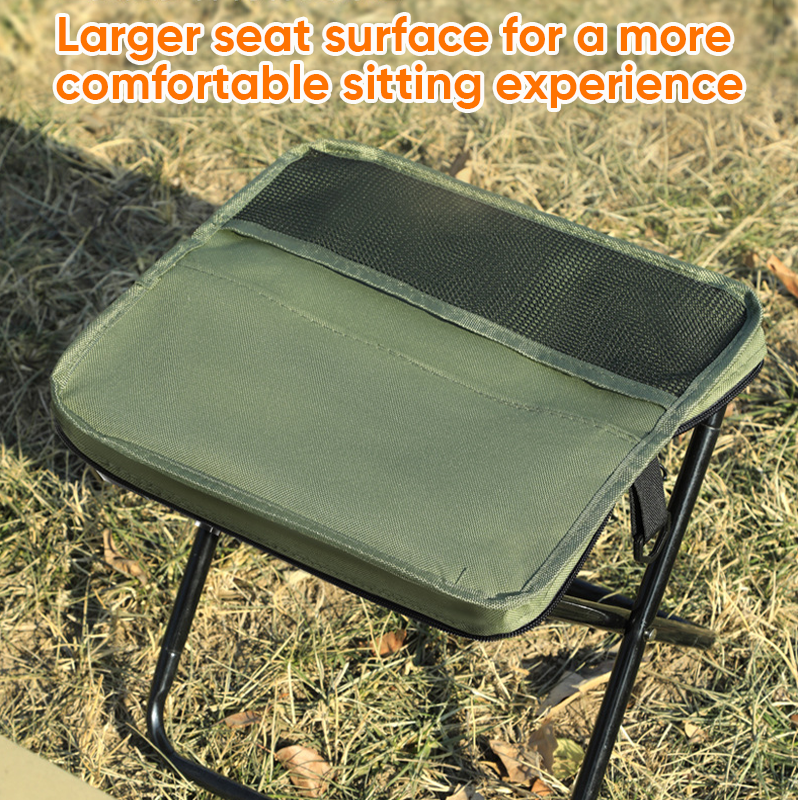 BowLift foldable backpack stool, lightweight portable seat for hiking and camping, shown in compact, folded form.