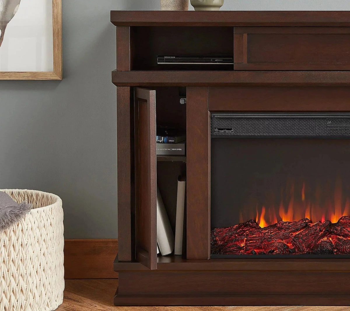 Casavibeo Real Flame Torrey Landscape Electric Fireplace with realistic flame display and modern design.