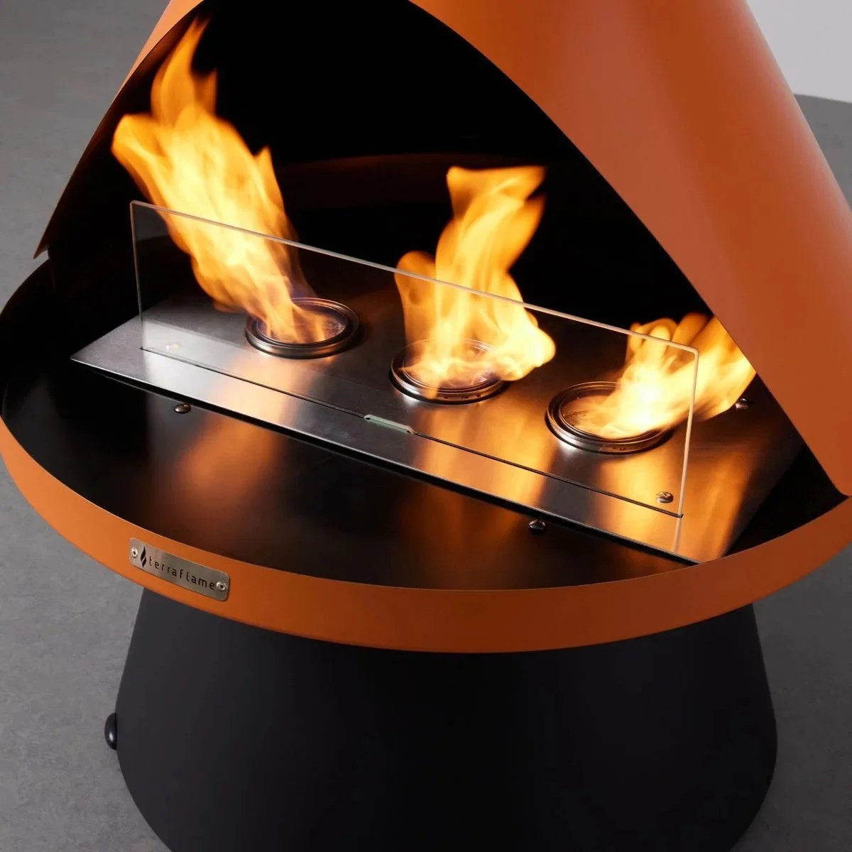 Modern Casavibeo TerraFlame Lloyd gel fuel fireplace with sleek design and glowing flames, perfect for contemporary home decor.