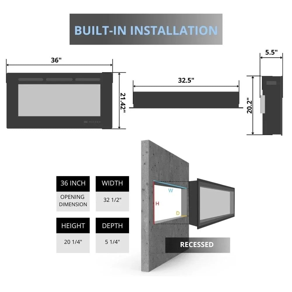 Casavibeo Touchstone Sideline 36-inch electric fireplace with realistic flame display and sleek black mantel.