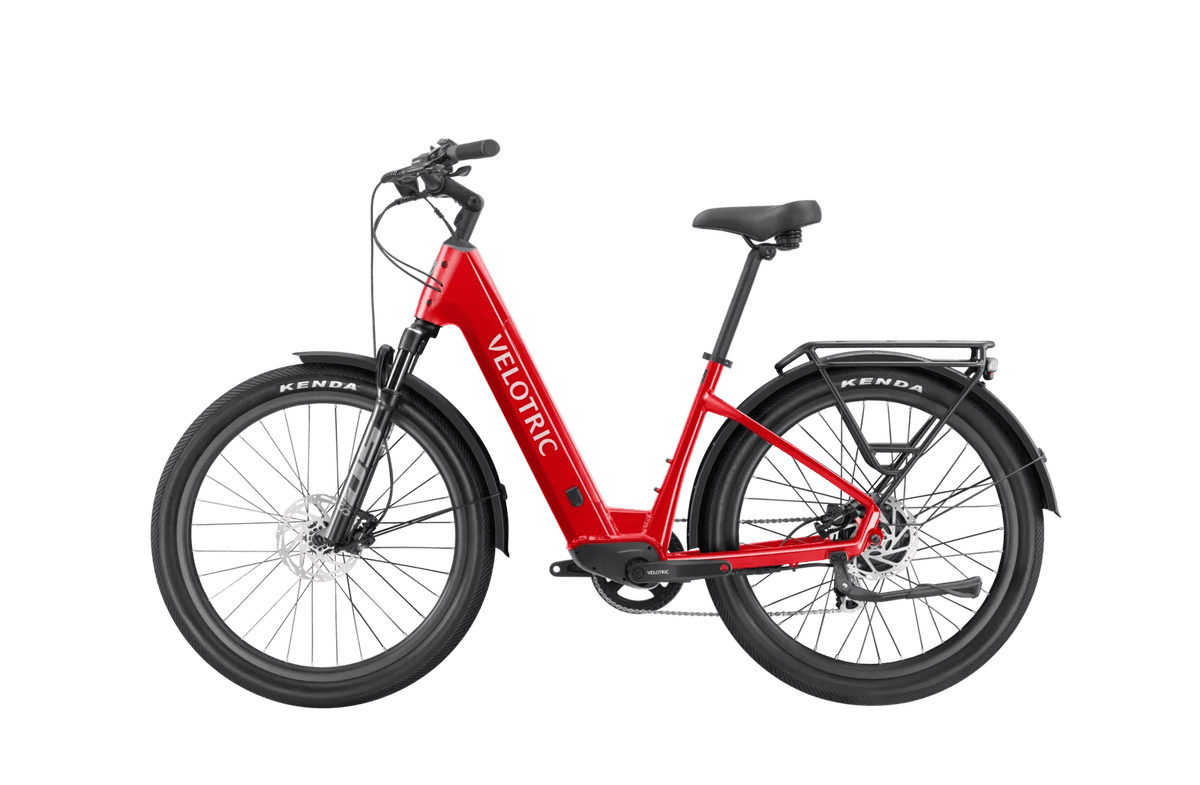 Casavibeo Velotric Discover 2 electric bike with sleek frame and handlebars, ready for riding on a paved road.
