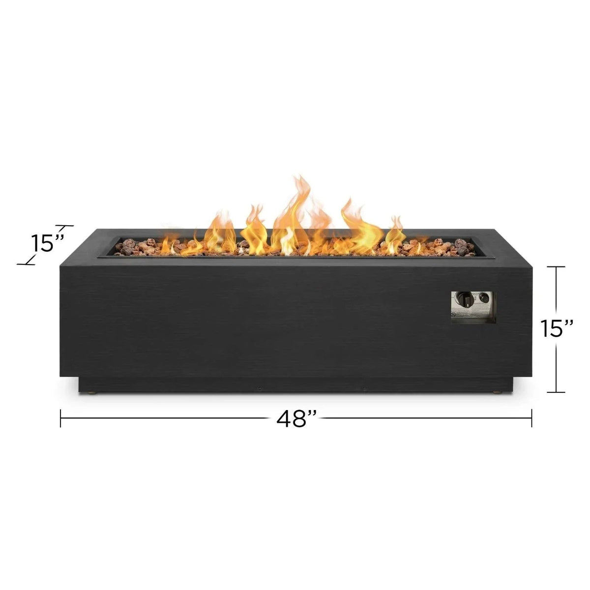 Casavibeo Real Flame Lanesboro fire pit table with propane or natural gas, featuring a sleek design and stone-look finish.