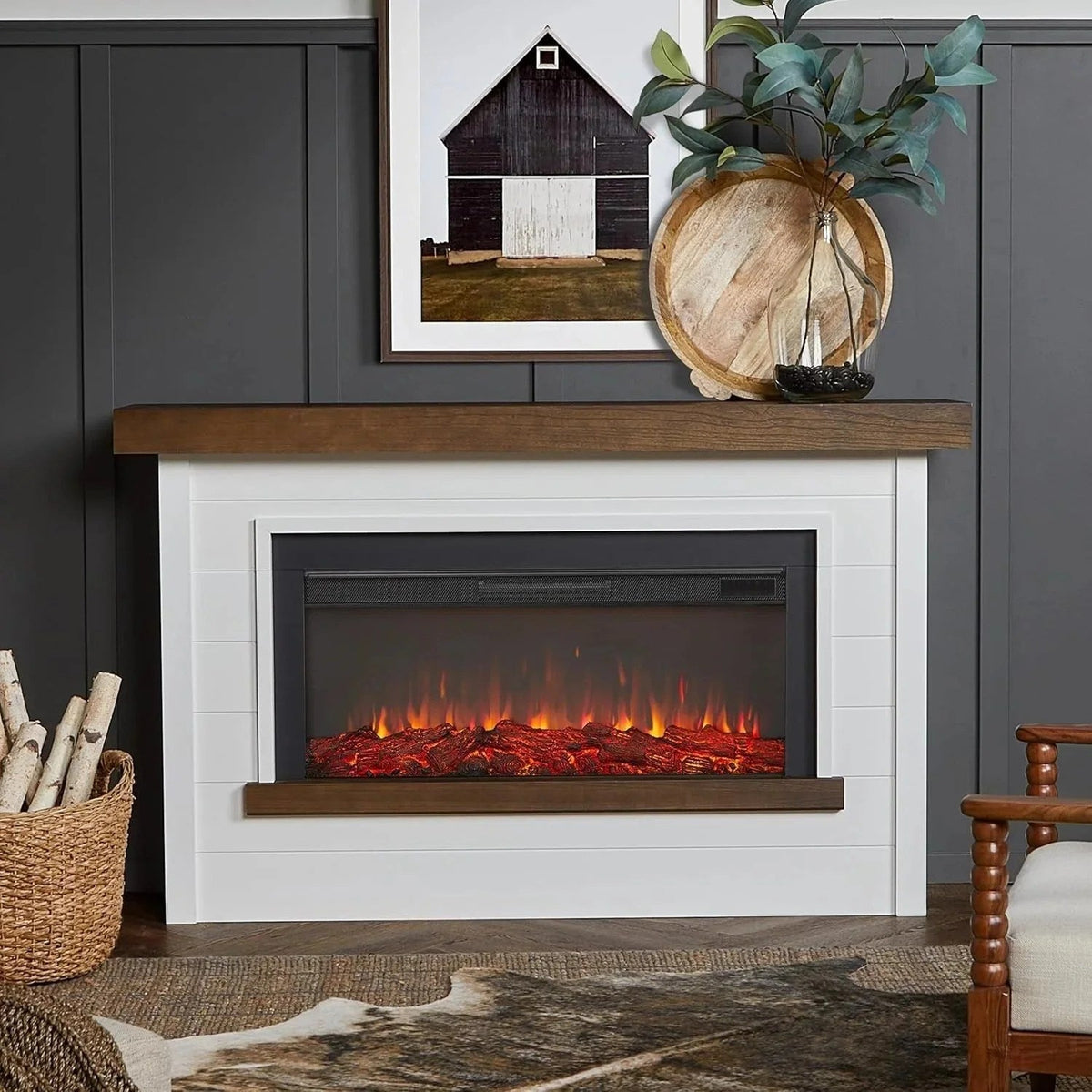 Casavibeo Real Flame Bernice Landscape Electric Fireplace with realistic flame display and modern design.
