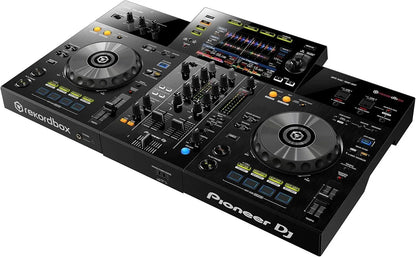 Casavibeo Pioneer DJ XDJ-RR all-in-one DJ system with dual jog wheels, mixer controls, and colorful interface displays.