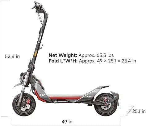 Casavibeo Segway ZT3 Pro electric scooter with dual suspension, 24.9 MPH speed, 43.5-mile range, off-road tires, and peak 1600W motors.
