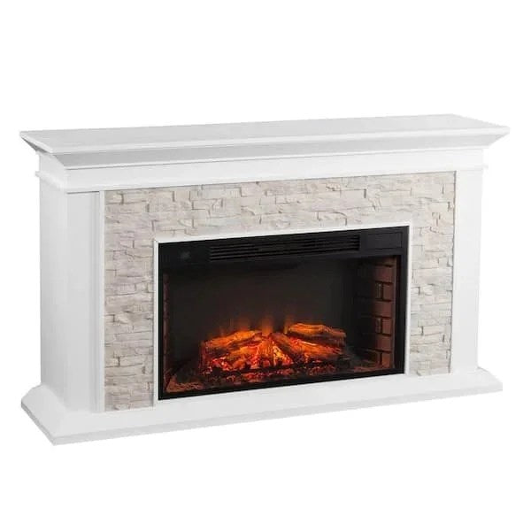 Casavibeo Ithaca 60.25-inch electric fireplace with modern design and realistic flame display in a sleek black finish.