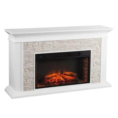 Casavibeo Ithaca 60.25-inch electric fireplace with modern design and realistic flame display in a sleek black finish.