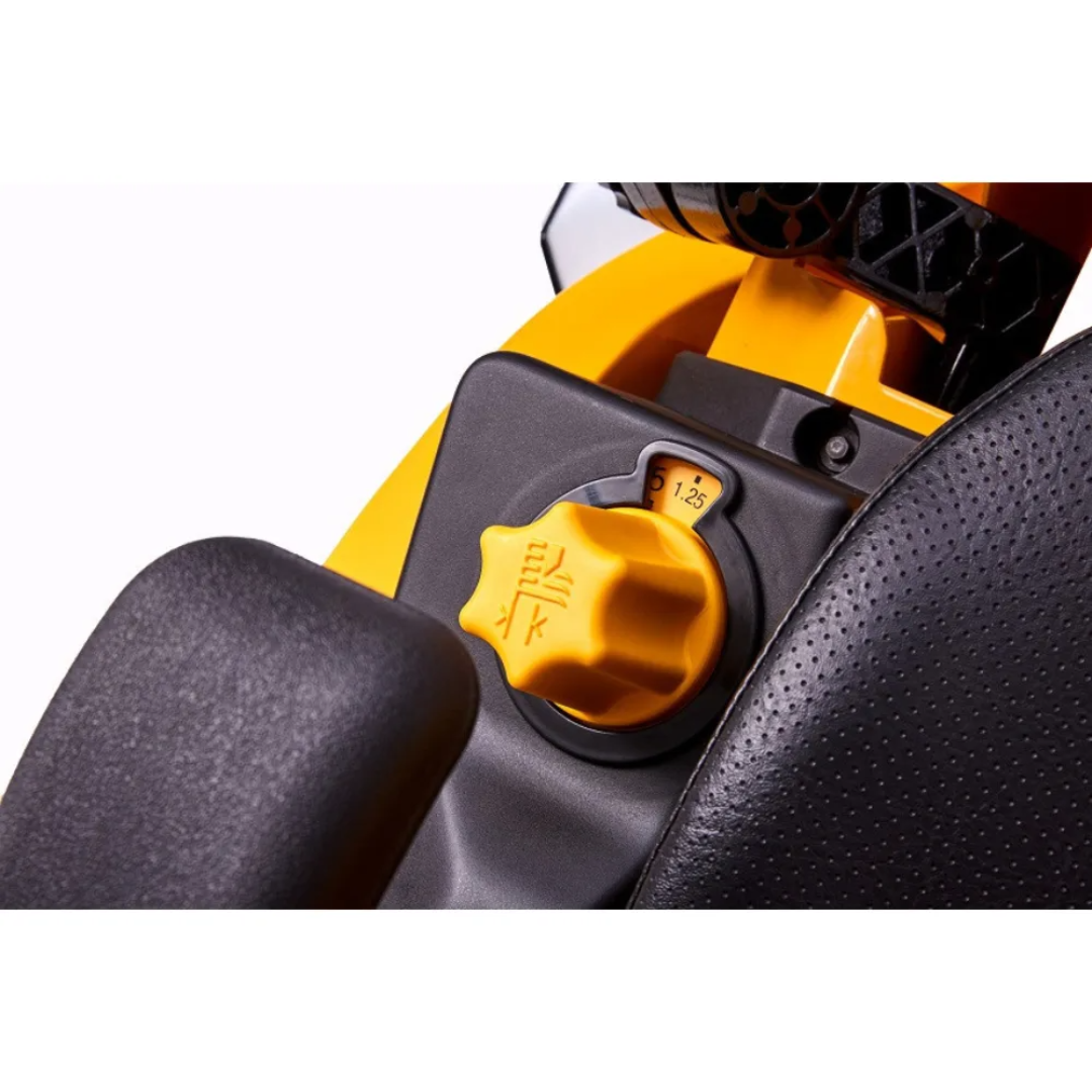 Casavibeo Cub Cadet Ultima ZT1 42 zero-turn lawn mower with a cutting deck and steering controls, shown in a yard setting.