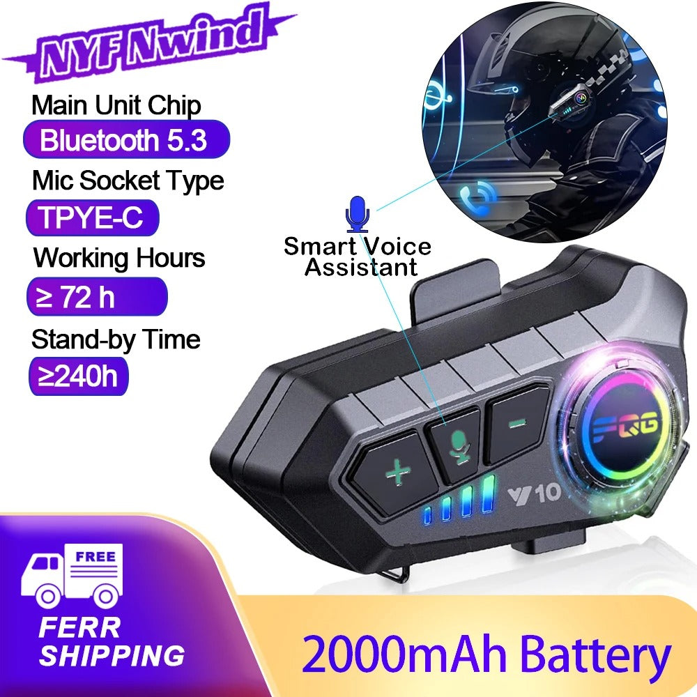 Belro Bluetooth device for motorcycle helmets, compact and wireless, designed for hands-free communication while riding.