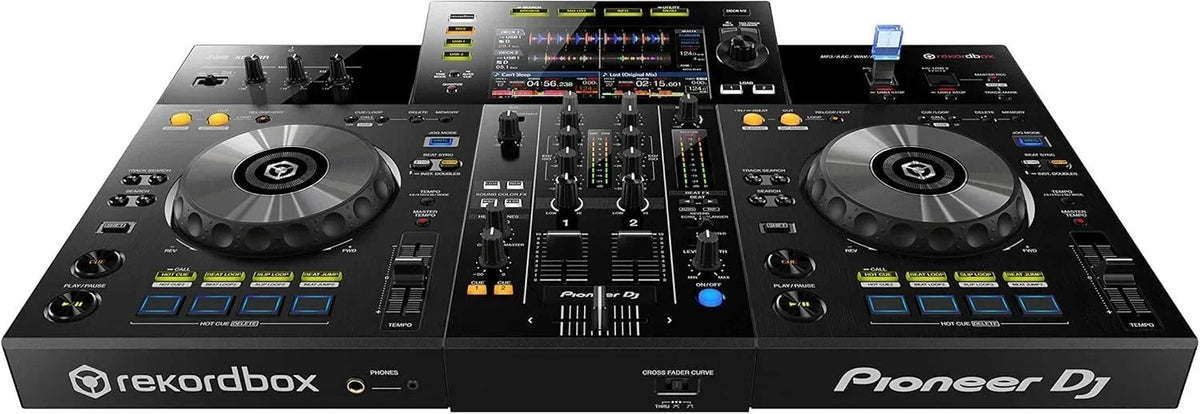 Casavibeo Pioneer DJ XDJ-RR all-in-one DJ system with dual jog wheels, mixer controls, and colorful interface displays.