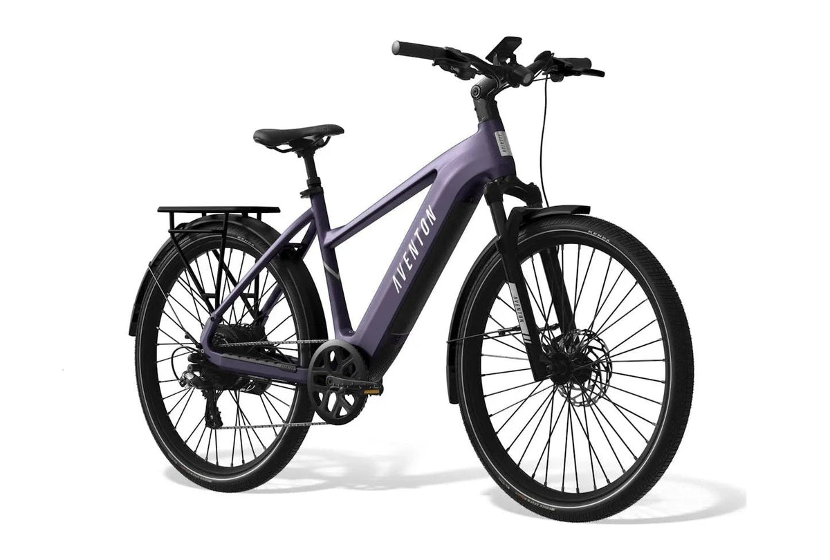 Aventon Level 3 commuter e-bike by Casavibeo, featuring sleek frame, electric motor, and comfortable riding position.