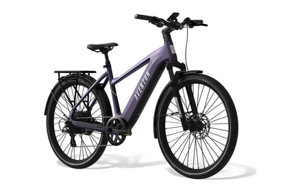 Aventon Level 3 commuter e-bike by Casavibeo, featuring sleek frame, electric motor, and comfortable riding position.