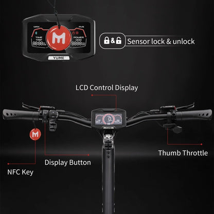 Casavibeo M YUME Scooter Hawk dual motor electric scooter with 2400W power, showing the sleek black design and handlebars.