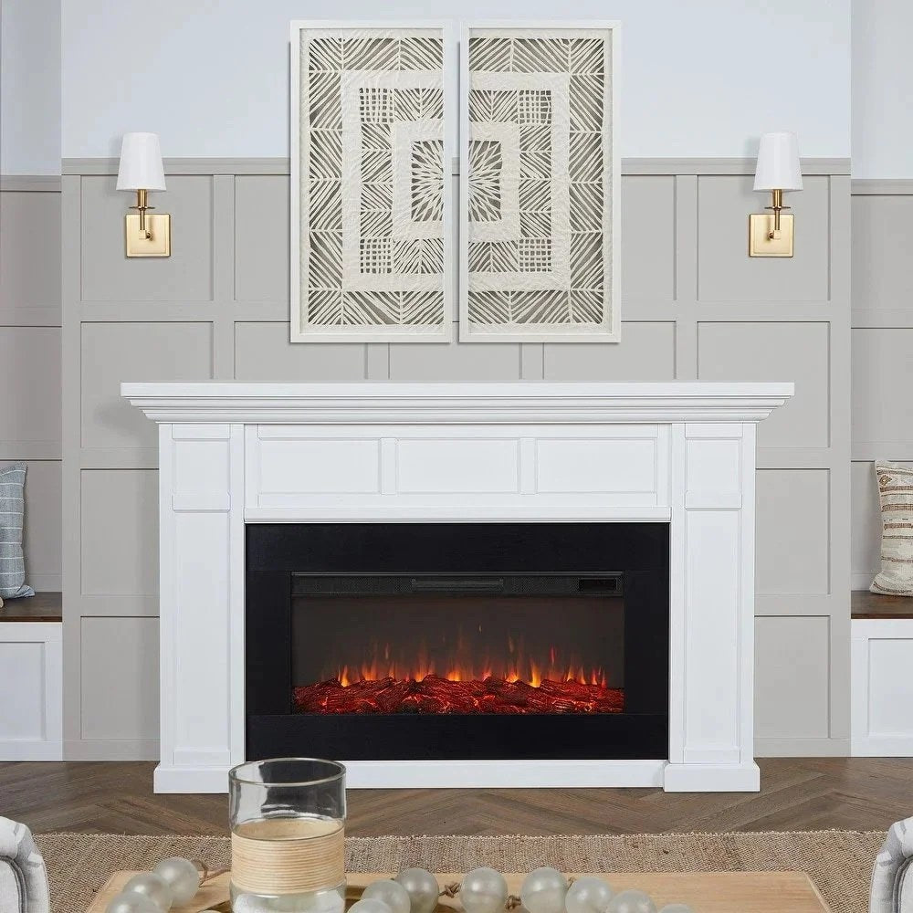 Casavibeo Real Flame Alcott 75-inch landscape electric fireplace with realistic flames and modern design, ideal for home heating and decor.