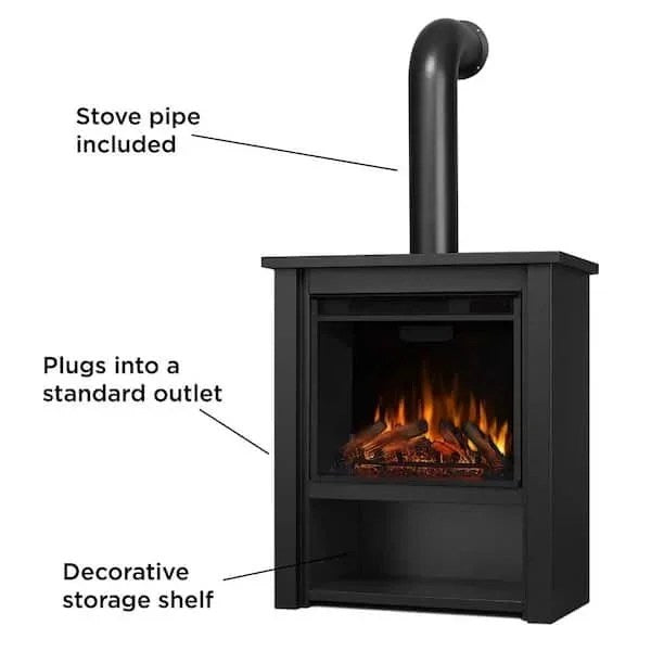 Casavibeo Real Flame Hollis 32-inch electric fireplace showcasing realistic flames and modern design in a living room setting.