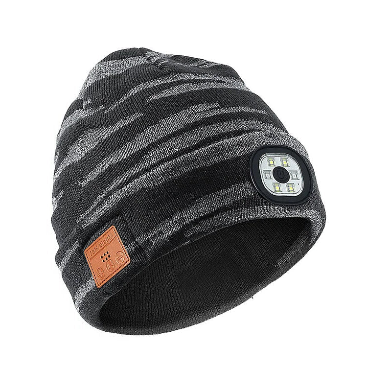 Belro 3-in-1 Function Bluetooth Beanie with integrated flashlight and lighting tools, stylish winter hat with built-in tech features