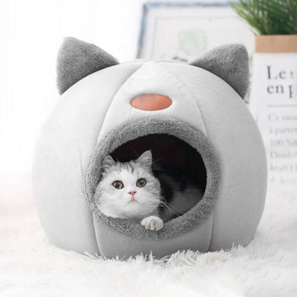 Belro Cat Cave pet bed in cozy, nest-like design with soft fabric, perfect for cats to rest and hide comfortably.