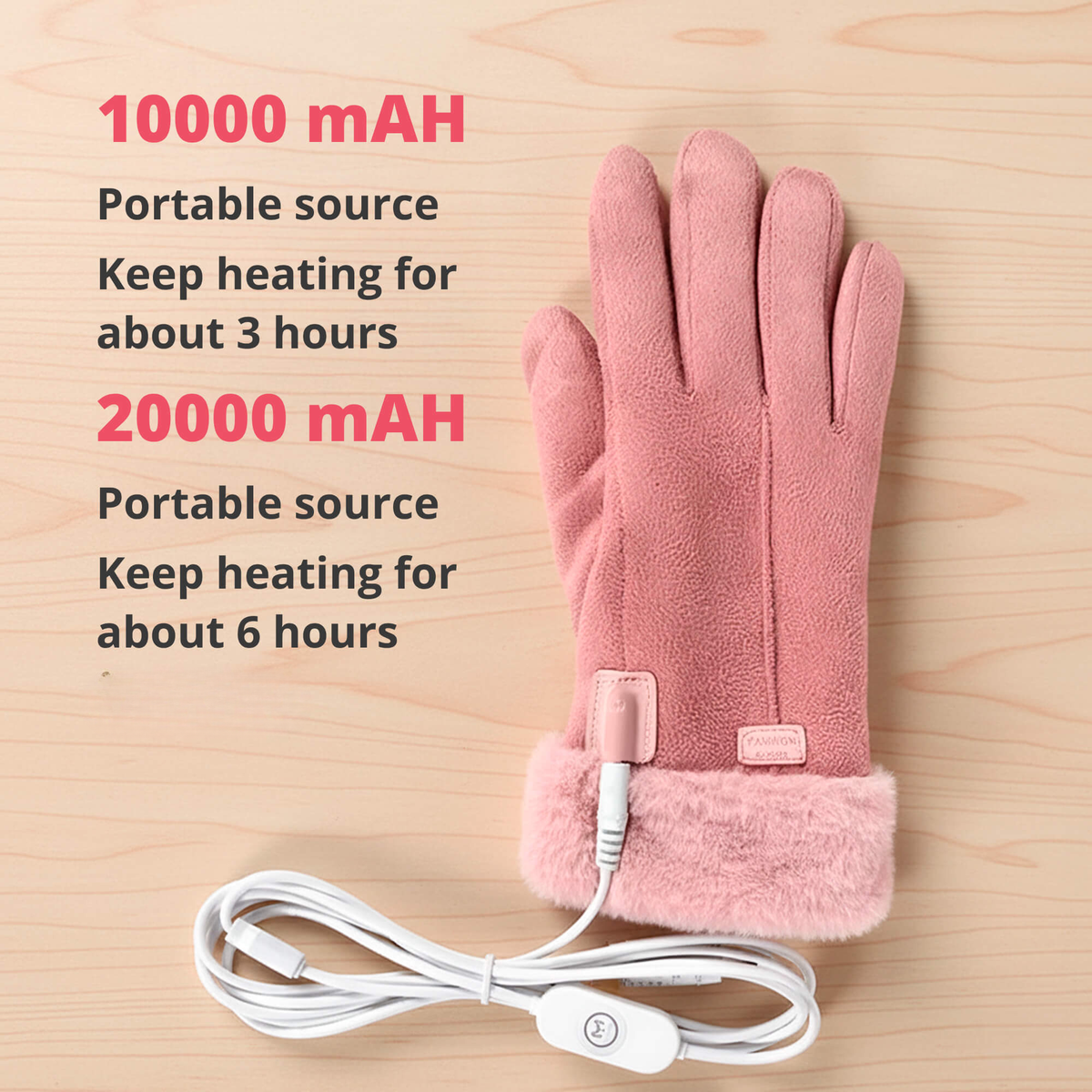 BowLift heated women's gloves, waterproof thermal winter gloves with USB rechargeable heating elements, shown in black with adjustable straps.