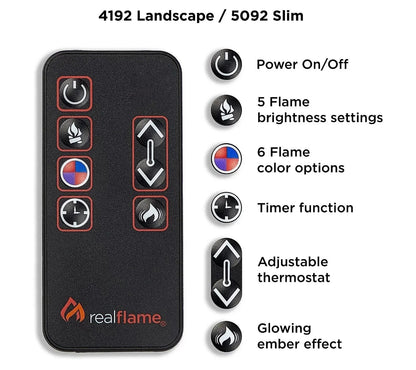Casavibeo Real Flame Marshall 49-inch slim electric fireplace with realistic flame effect and modern design.